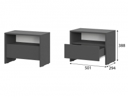 Тумба прикроватная Камелия 1 Графит серый