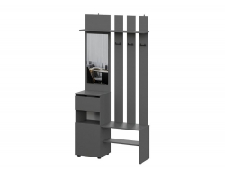 Вешалка с зеркалом Денвер Графит серый