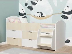 Кровать Малыш-7 белое дерево-дуб