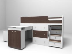 Кровать-чердак Малыш 1600 Белый-анкор тёмный